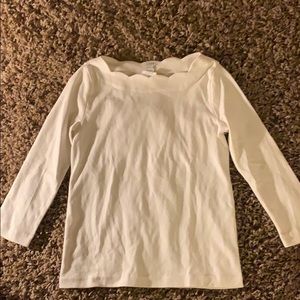 Ivory Scalloped Long Sleeve Shirt